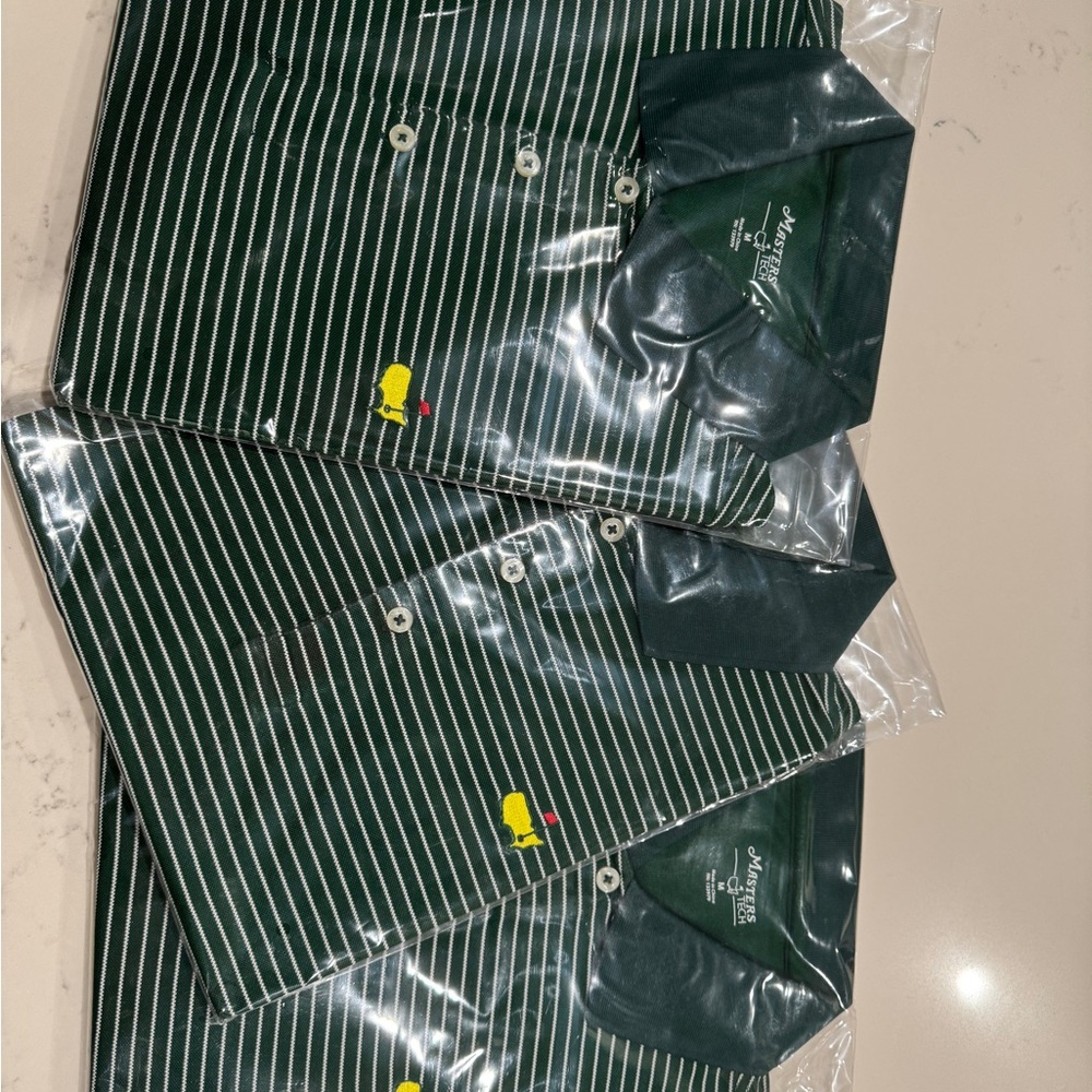 Green and white stripped Masters tech Polo-Men’s size medium